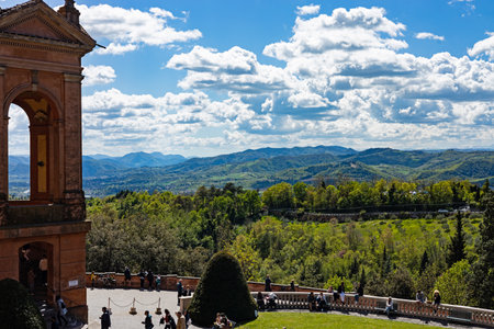 view from San Luca over the landscape near Bolognaのeditorial素材