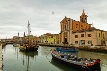 port in the town of Cesenatico in the Emilia Romagna in Italyのeditorial素材