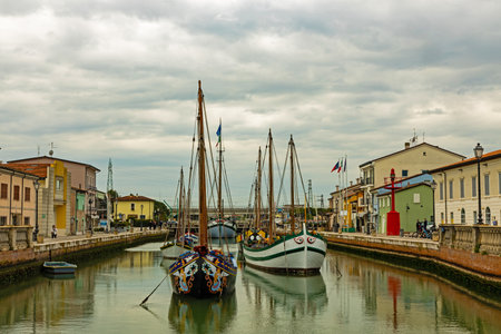port in the town of Cesenatico in the Emilia Romagna in Italyのeditorial素材
