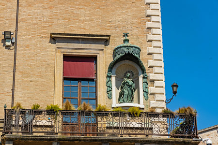shrine on a building at the Piazza Cavour square in Riminiのeditorial素材