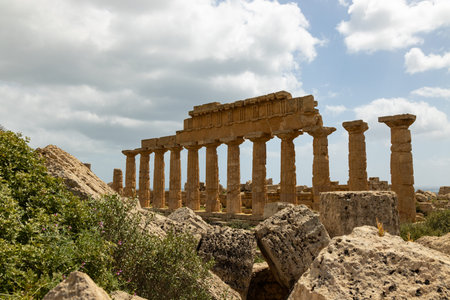 greek temple ruins in Selinunte in Sicilyのeditorial素材