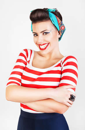energetic beautiful smiling woman の写真素材