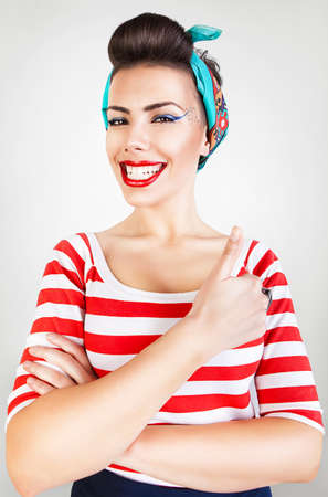 energetic funny smiling womanの写真素材