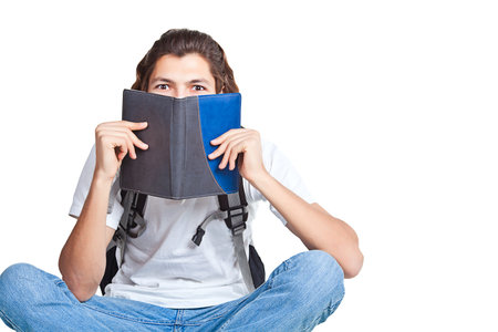 student textbook satchel, isolated on  white background