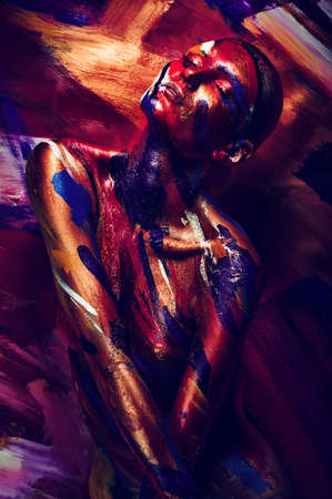 sexy sensual girl with bodyartの写真素材
