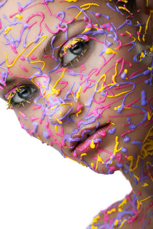 Ð¡harming girl in colour glaze (white background)の写真素材
