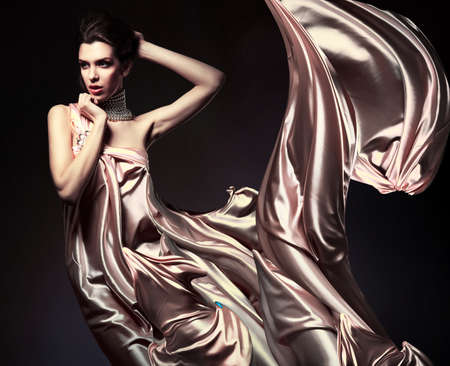 attractive woman in beautiful fabricの写真素材