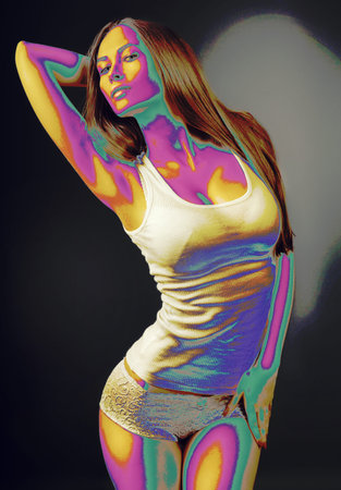 sexy woman in white topの写真素材