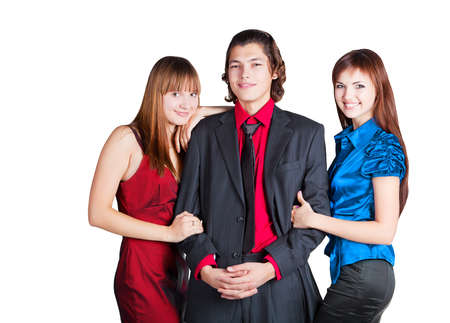 Workteam is smiling on white backgroundの写真素材