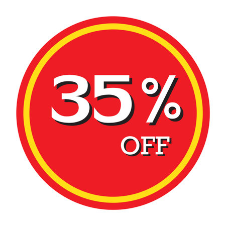 Special offer sale price tag, 35% off discount illustration.
