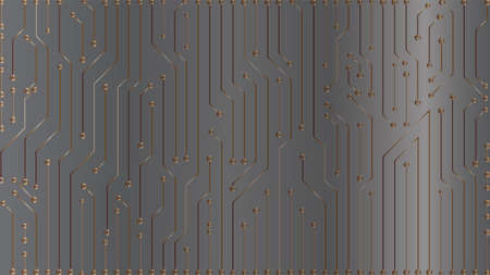 Grey Gradient Golden Circuit board design backdrop, Vector Illustrationのイラスト素材