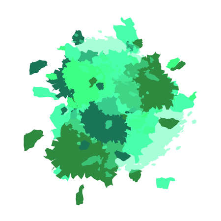 Abstract Watercolor Stain, Splashes and Drops of Deep Forest Color, Smudges, Droplets, Color Element For Artistic Painting Work, Vector Illustrationのイラスト素材