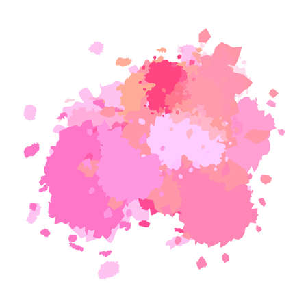 Abstract Watercolor Stain, Splashes and Drops of Light Pink Color, Smudges, Droplets, Color Element For Artistic Painting Work, Vector Illustrationのイラスト素材