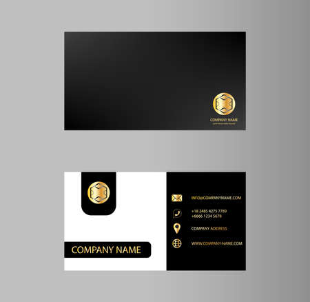 Creative business card Design, Gold gradient , Contact card for company, Infographic. Abstract Modern Geometric Backgrounds, Vector Illustrationのイラスト素材