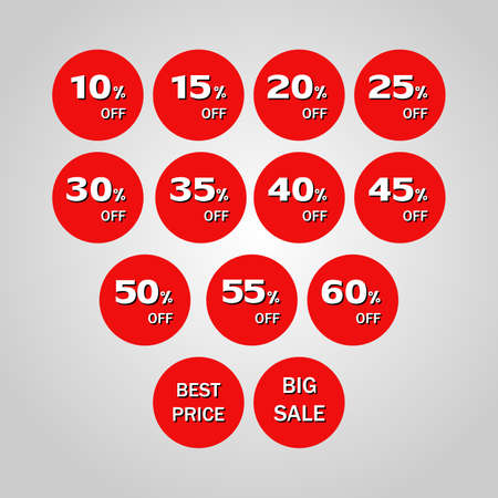Set of discount tags icon, special offer, sale banner, Design for Shop offer, Web, Flyer, Discount item, Vector Illustrationのイラスト素材