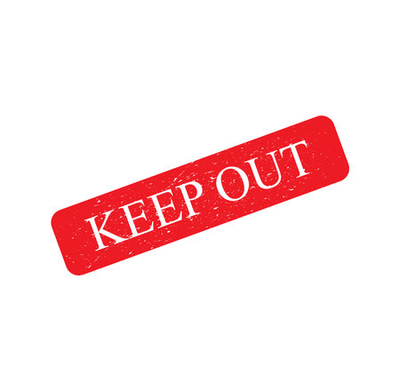 Red Rubber Stamp, text sign grunge effect, KEEP OUT isolated on white background, Vector...