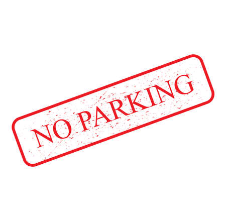 Red Rubber Stamp, text sign grunge effect, NO PARKING isolated on white background, Vector Illustrationのイラスト素材
