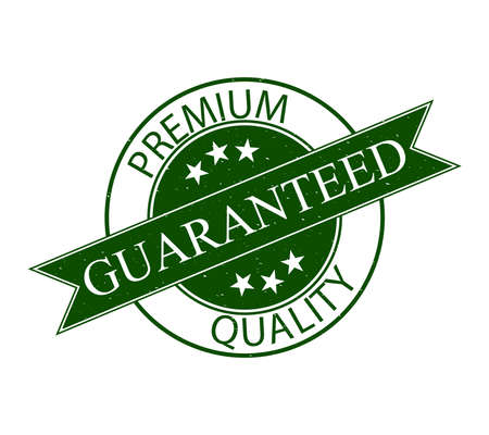 Green Rubber Stamp, Grunge effect, For website, Flyer, GUARANTEED isolated on white background, Vector Illustrationのイラスト素材