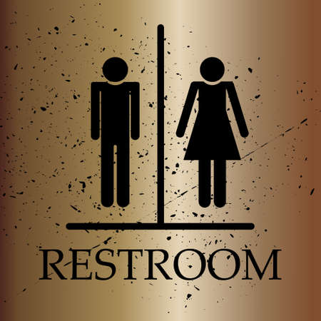 Restroom Symbol, Toilet sign On Bronze Gradient background, Grunge Effect, Isolated, vector illustrationのイラスト素材