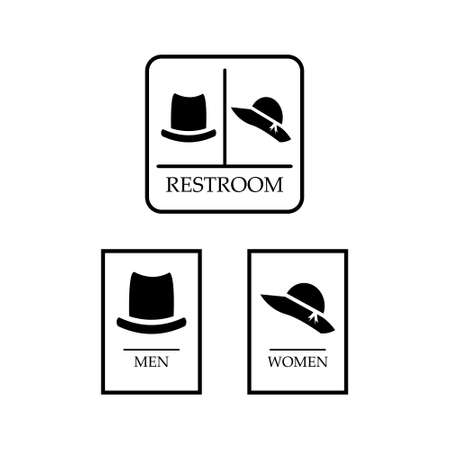 Set of Restroom Symbol, Toilet sign, Gentleman and ladies hat, Isolated, vector illustrationのイラスト素材