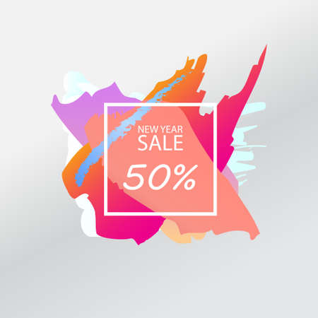 Colorful Watercolor Sale Design, New Year Sale Template, Artistic Brush Discount Banner, Vector Illustrationのイラスト素材