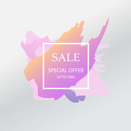 Colorful Watercolor Sale Design, New Year Sale Template, Artistic Brush Discount Banner, Vector Illustrationのイラスト素材