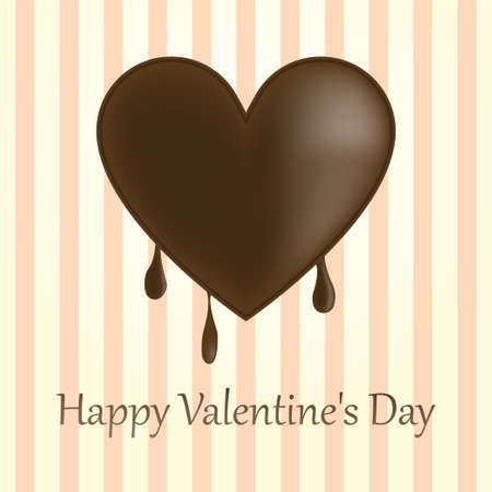 Happy Valentine's Day, Stylish melt chocolates in heart shaped, isolate on striped background, Vector Illustrationのイラスト素材