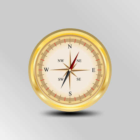 Realistic Compass Design, used for Map direction navigation. Golden Gradient Color, Vector Illustrationのイラスト素材