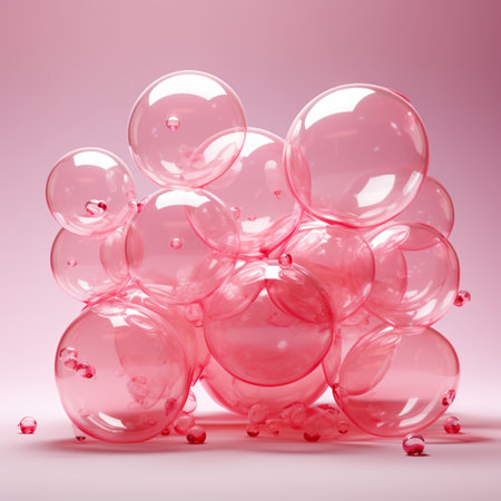 pink, clear bubble, Glossy, Shiny, bright, modern, round, AI Generated.の素材