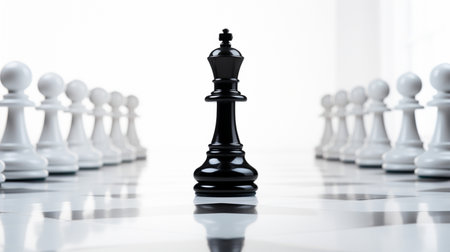 Chess Game use strategies to rules the board, Decision Making match, chess piece Isolated on White Background, AI Generated.の素材