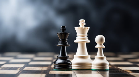 Chess Game use strategies to rules the board, Decision Making match, chess piece Isolated on Background, AI Generated.の素材