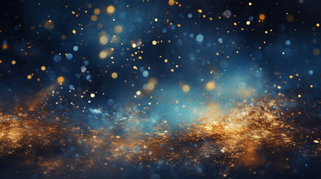 Abstract colorful glittering effect defocused design on dark background, shiny elegance fantasy bright color contrast with black concept.の素材