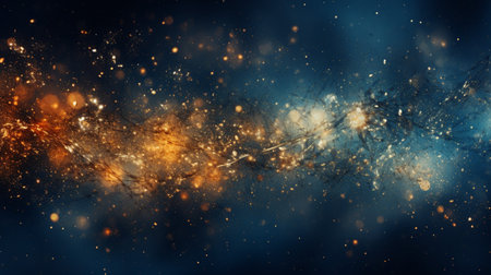Abstract colorful glittering effect defocused design on dark background, shiny elegance fantasy bright color contrast with black concept.の素材