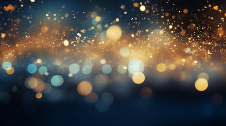 Abstract colorful glittering effect defocused design on dark background, shiny elegance fantasy bright color contrast with black concept.の素材