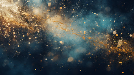 Abstract colorful glittering effect defocused design on dark background, shiny elegance fantasy bright color contrast with black concept.の素材