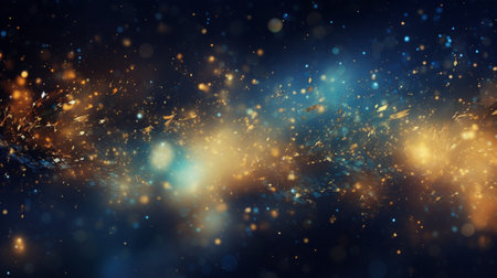 Abstract colorful glittering effect defocused design on dark background, shiny elegance fantasy bright color contrast with black concept.の素材