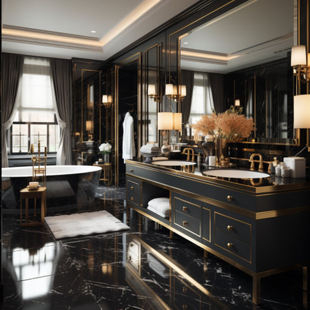 Interior Design of a spacious Modern Luxury Bathroom.の素材