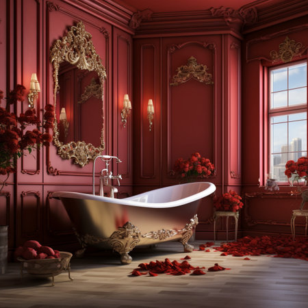 Interior Design of a spacious Modern Luxury Bathroom.の素材