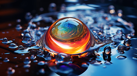 Colorful Water Droplet Abstract liquid design, Splash and waves.の素材