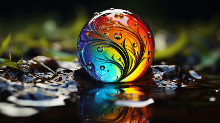 Colorful Water Droplet Abstract liquid design, Splash and waves.の素材