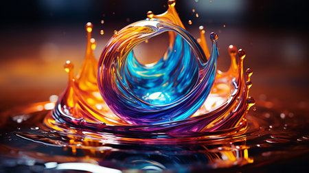 Colorful Water Droplet Abstract liquid design, Splash and waves.の素材