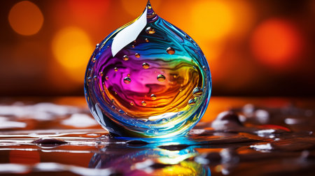 Colorful Water Droplet Abstract liquid design, Splash and waves.の素材