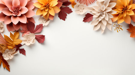 Colorful autumn yellow and red leaves isolated on background, Copy Space.の素材