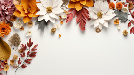 Colorful autumn yellow and red leaves isolated on background, Copy Space.の素材