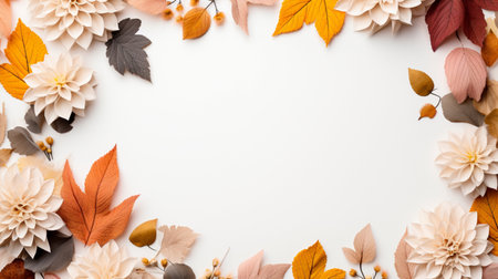 Colorful autumn yellow and red leaves isolated on background, Copy Space.の素材