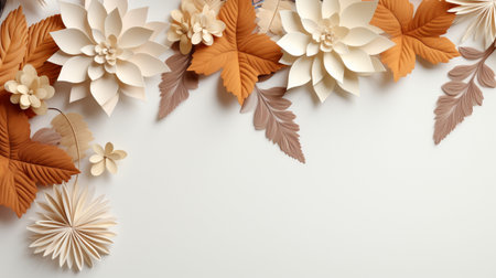 Colorful autumn yellow and red leaves isolated on background, Copy Space.の素材