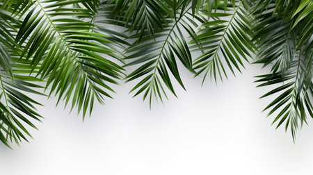 Tropical frame with green palm leaves Design on background, Copy space, Summer background.の素材