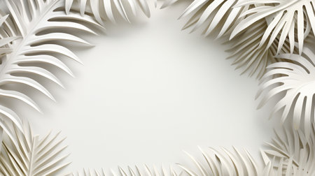 Tropical frame with palm leaves Design on background, Copy space, Summer background.の素材