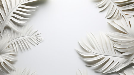 Tropical frame with palm leaves Design on background, Copy space, Summer background.の素材