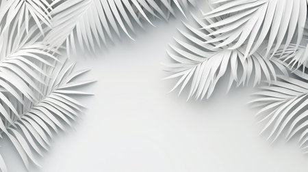 Tropical frame with palm leaves Design on background, Copy space, Summer background.の素材